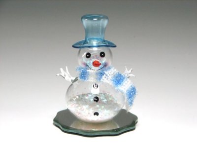 ETV04 Glass Snoman on Flower Shaped Base