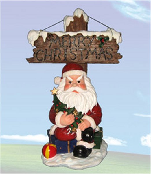 XD28506 Holiday Tidings Grouchy Santa with Sign