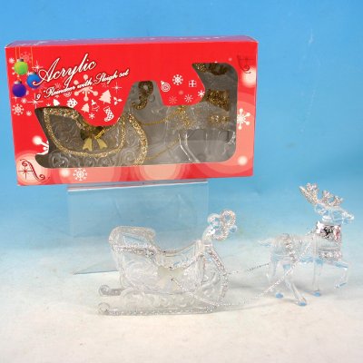 XJ09958 Acrylic Reindeer with Sled 2 asst
