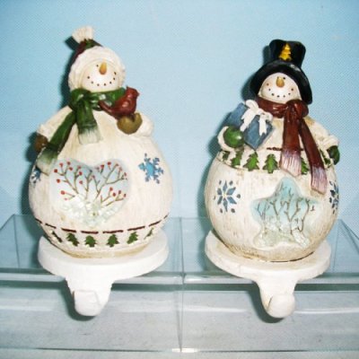 XJ44535 Snowman Stocking Holder 2 asst