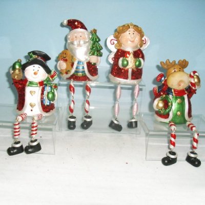 XJ44571 Dangle Leg Christmas Figure 4 asst