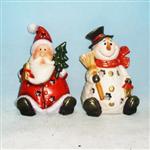 XJ44586 Dolmite Santa / Snowman Tea Light Holder 2 asst