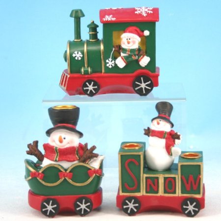 XJ48755  3pc Christmas Train  Candle Holder 