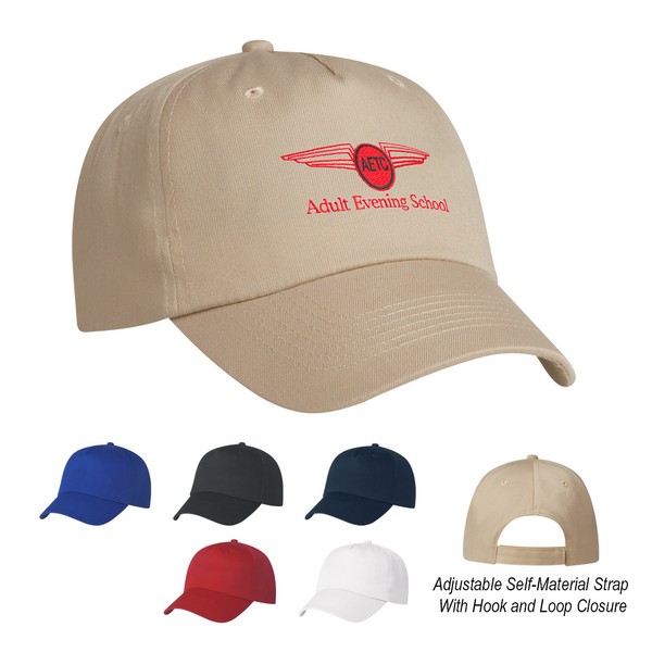 AH1001E 5 Panel Polyester Cap With Embroidered Custom Imprint