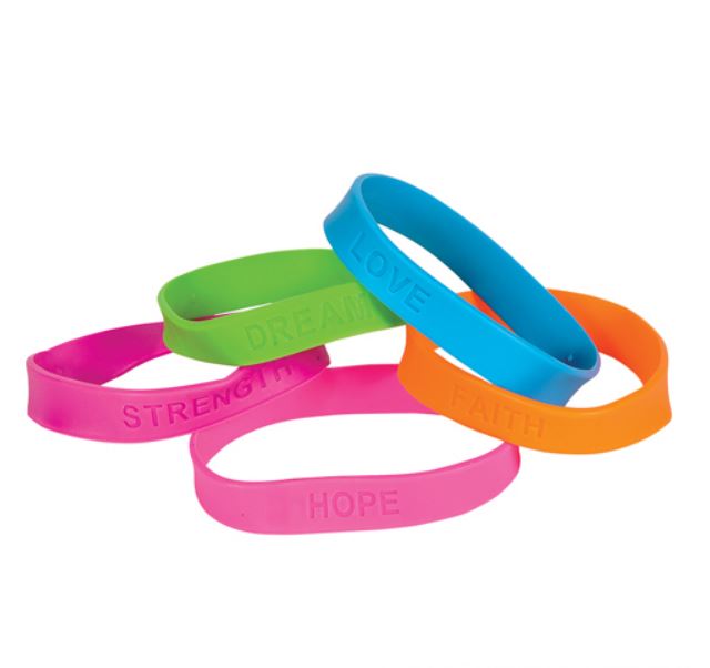 JR50818 Assorted Sayings Rubber Bracelet