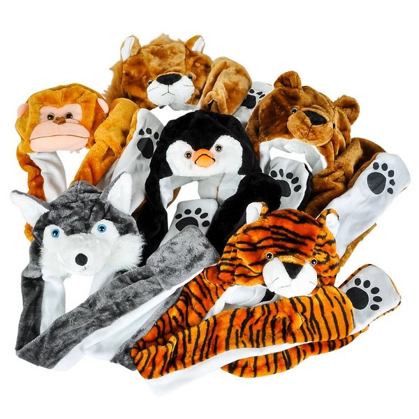 AR67585 Plush Animal HAT with Long Paws Assortment
