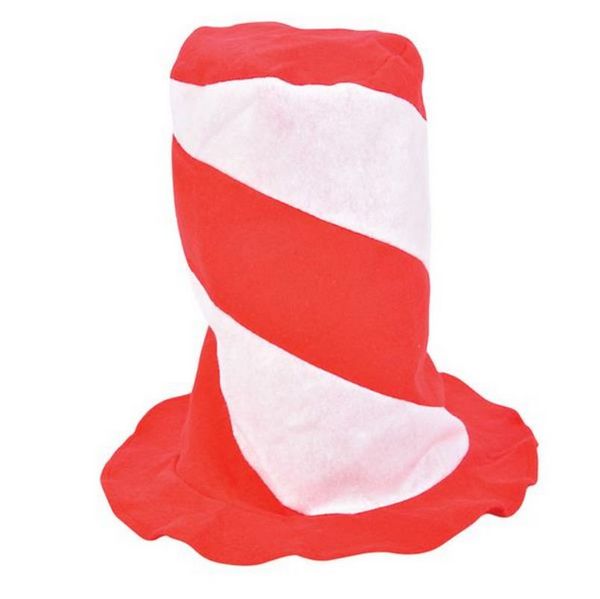 ZR33719 RED and White Swirl Stovepipe HAT