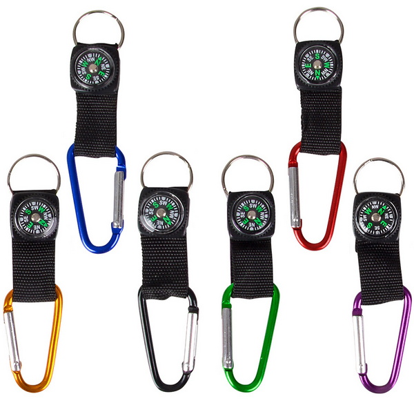 KR84400 Carabiner / Rock Clip KEYCHAIN With Compass