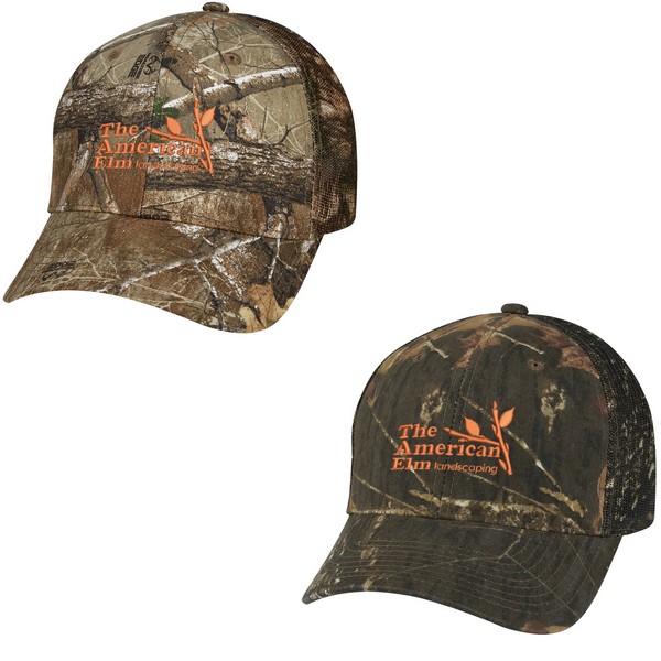 AH1063 Hunter's Retreat Mesh Back Camouflage Cap With Embroidered