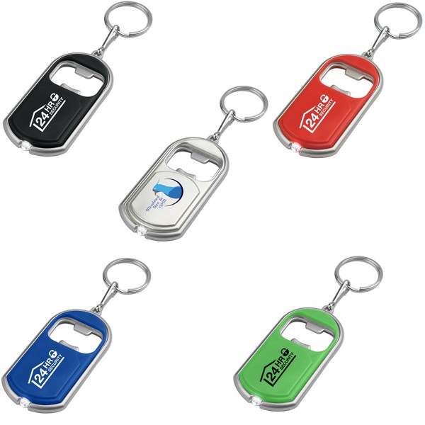 Custom Round Bottle Opener Keychain Flashlights - Keychain Flashlights