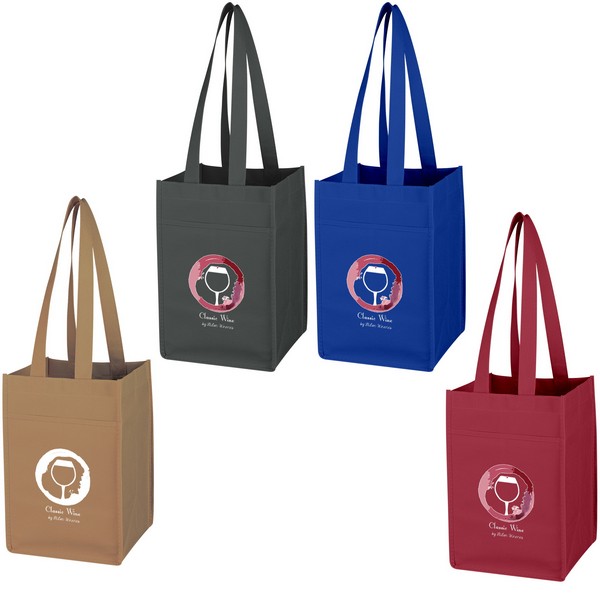 Jh3324 Non-woven 4 Bottle Wine Tote With Custom Imprint