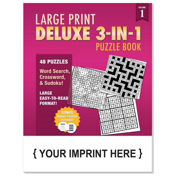 SCS1990 Deluxe Large Print Puzzle Book With Custom Imprint