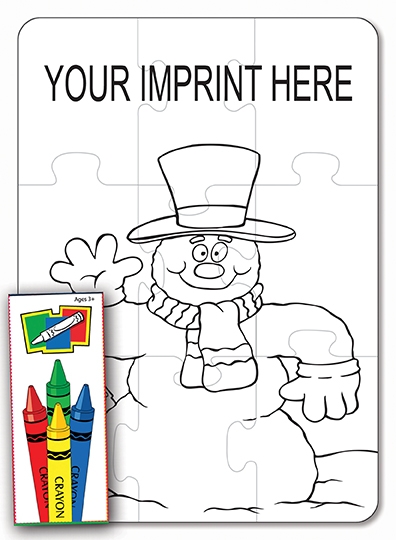ZCS3075 Snowman 9pc Coloring Puzzle Set With Custom Imprint