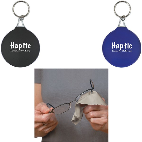 JH6240 Rubber Key Chain With Microfiber Cleaning Cloth With Custom Imprint