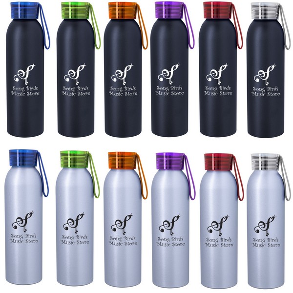 Stainless Steel Water Bottle 20 Oz with Screw Top and Carabiner Clip Asst  Colors