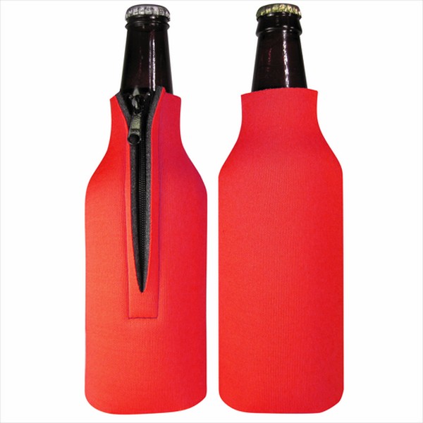 Zipper Beer Bottle Koozie (Red)