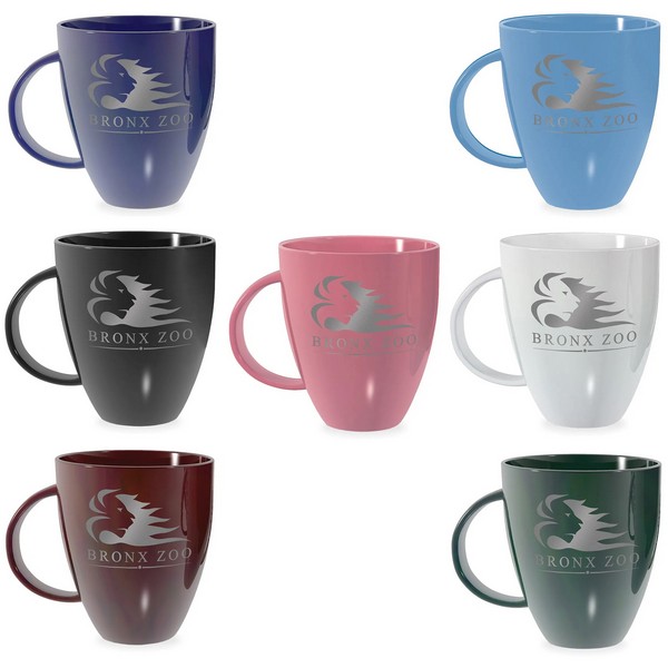 Large 16 oz Bistro Glossy Personalized Coffee Mugs 12 Colors