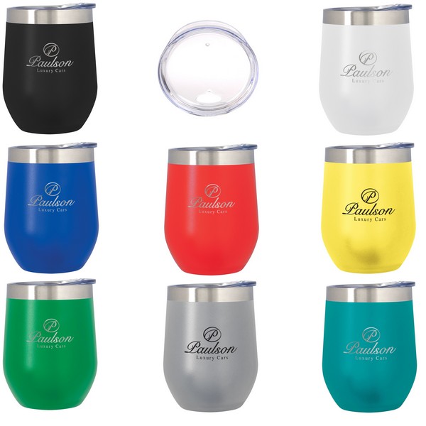 Wine Tumbler With Lid, Stainless Steel Stemless Wine Glasses