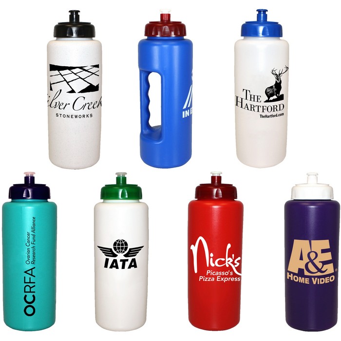 DA67132 32 oz. Grip Bottle with Push 'n Pull Cap and Custom Imprint