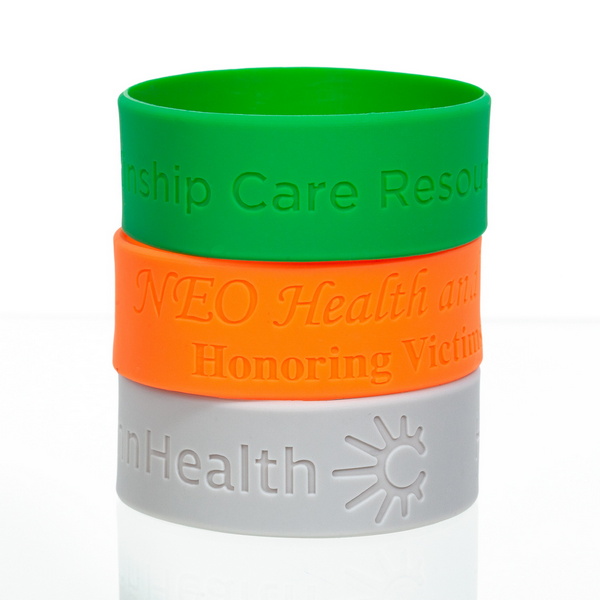 Orange Custom Wristbands  Debossed Silicone Bracelets