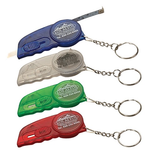 KST31387 Mini Blade Box Cutter Keyring with Tape Measure and Custom Imprint