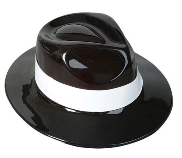 AR20347 Plastic Black Gangster Hat With Band