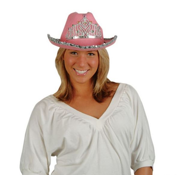 AR66031 Felt Pink Rhinestone Cowboy Hat