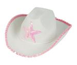 AR8137 White Felt Cowgirl Hat with Pink Star