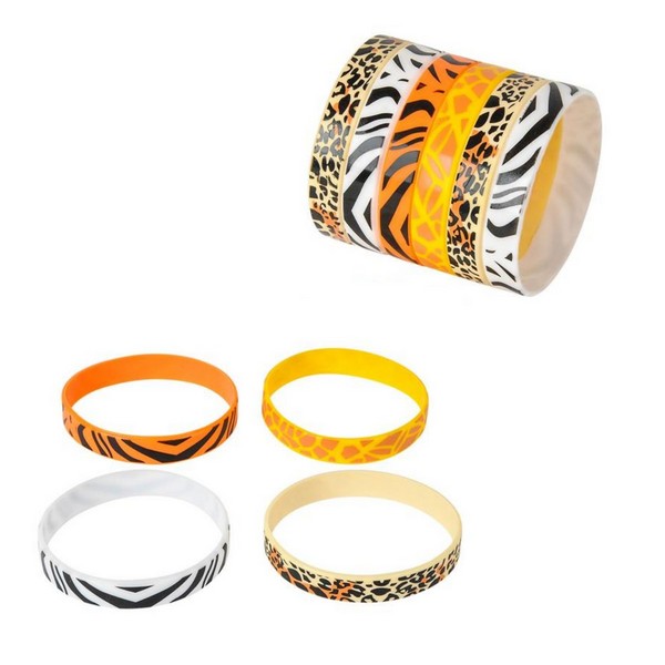 Amazon.com: Safari Animal Print Rubber Bracelets 24 Pack Leopard Cow Tiger  Print Wristband Jungle Party Favors Zoo Wild One Birthday Party Goodie  Gifts Bags Decor for Boys And Girls Baby Shower Class