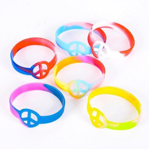 JR27794 TieDye Silicone Peace Bracelet