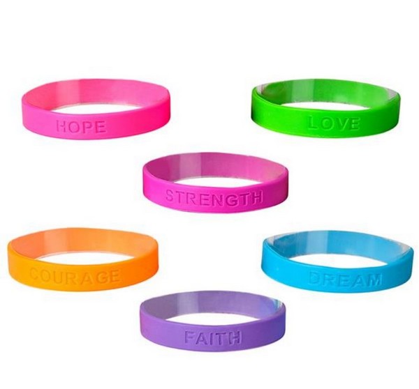 JR50818 Assorted Sayings Rubber Bracelet