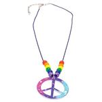 JR34112 Rainbow Peace Sign Necklace