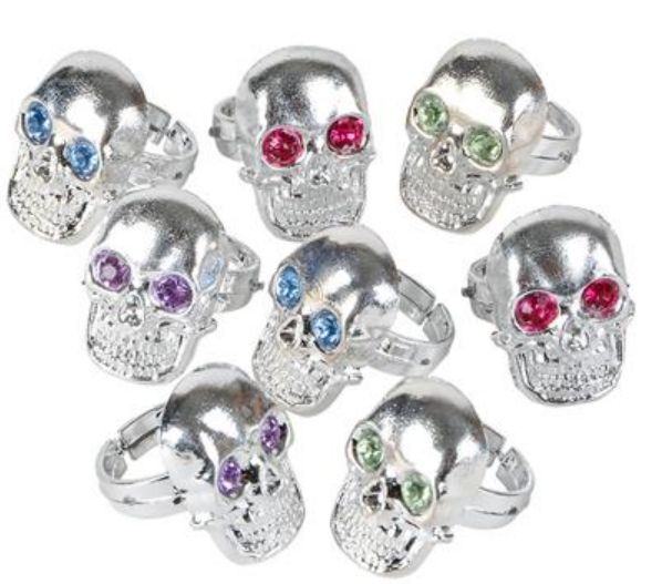 Pittig Viool hand JR71707 Silver Plastic Skull Ring