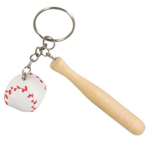 KR62682 Wooden Bat And Ball Key Chain