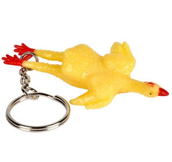 KR64976 Rubber Stretch Chicken Keychain