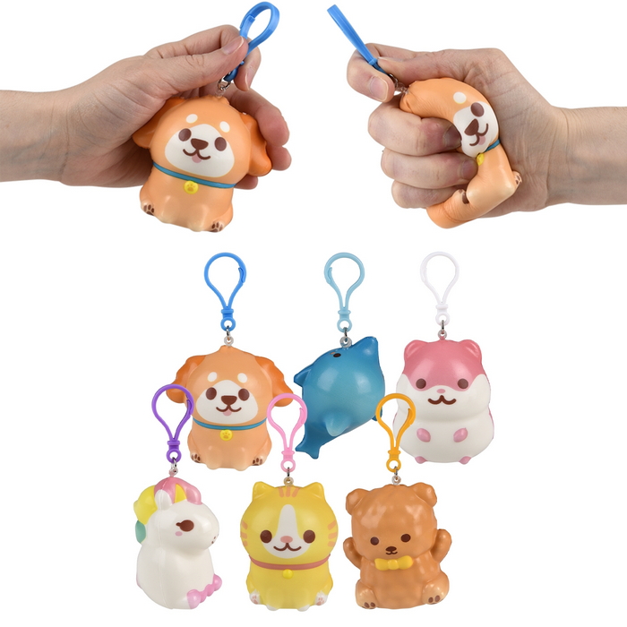 KR71906 Kawaii ANIMALs Squish Backpack Clip