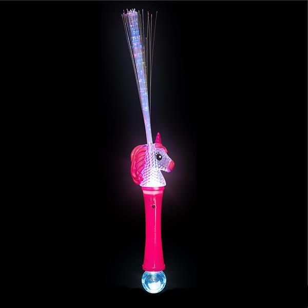 Light Up Unicorn Magic Wand With Color Changing LED Lights - Fiber Optic Toy For Girls