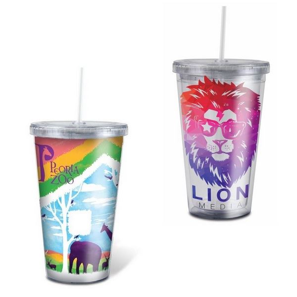 Double Wall Acrylic Tumbler with Straw (16 Oz., 6.25)