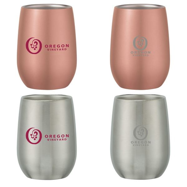 Custom Double Wall Stainless Steel Stemless Insulated Wine Glass