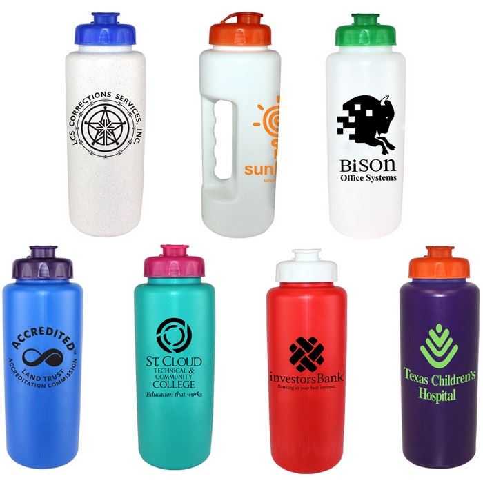DA66132 32 oz. Grip Bottle with Flip Top Cap and Custom Imprint