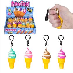 KR73118 Squish Ice Cream Cone Backpack Clip On