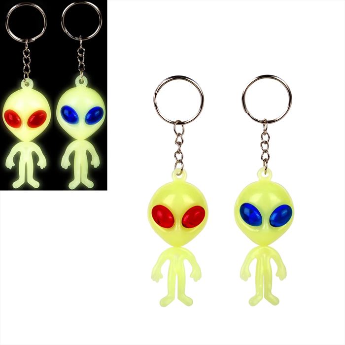 KR98620 Glow In The Dark Alien Keychain