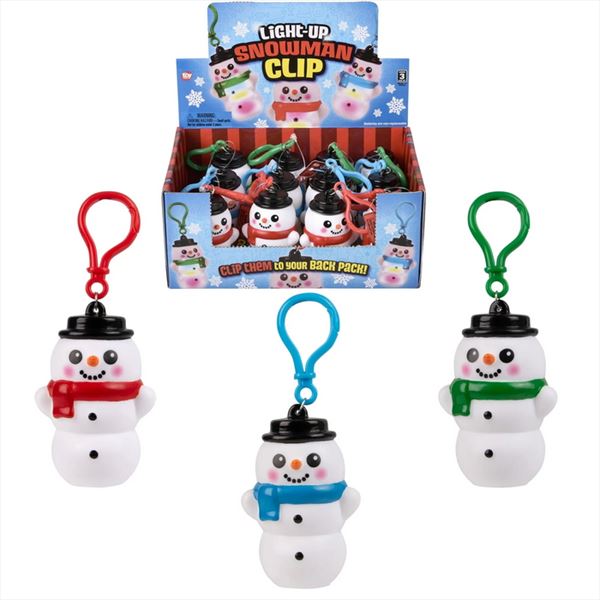 ZR74006 Light-Up Snowman Backpack Clip On 3"